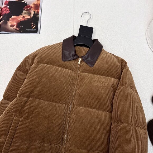 MIU MIU Fall/Winter Corduroy Leather - Collar Down Jacket, Trendy Design - Picture 2 of 8